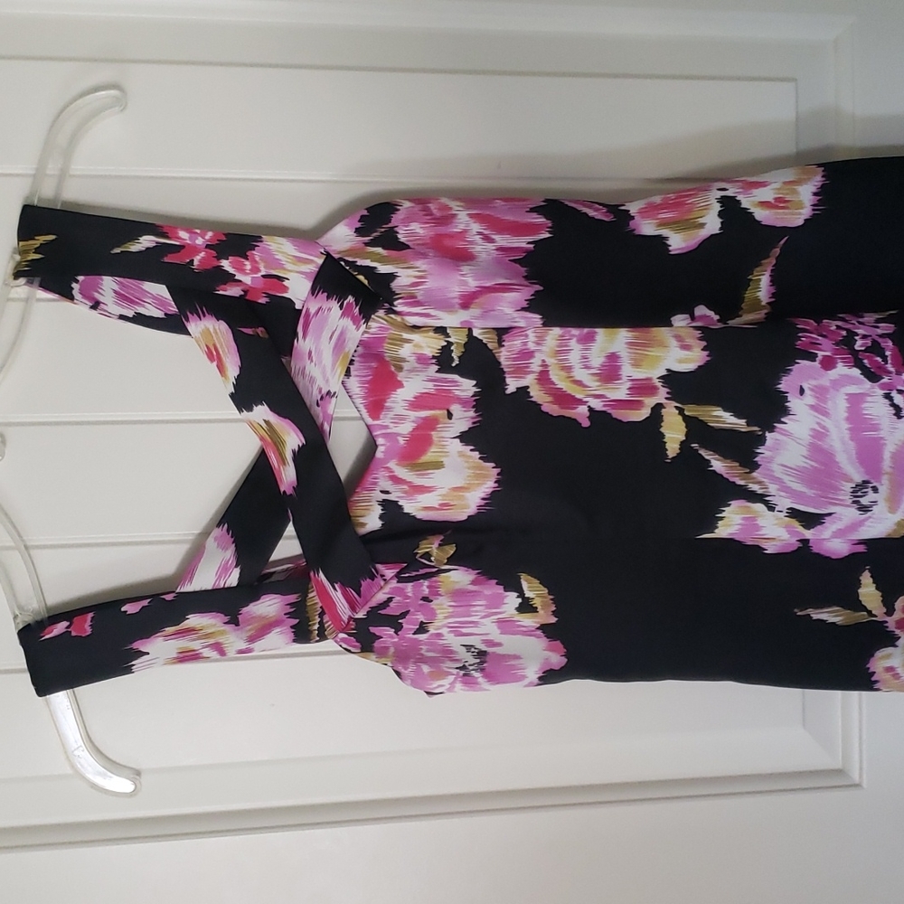 Cache Black Floral Vintage Y2K 1990's Sleeveless Dress NEW Size 4